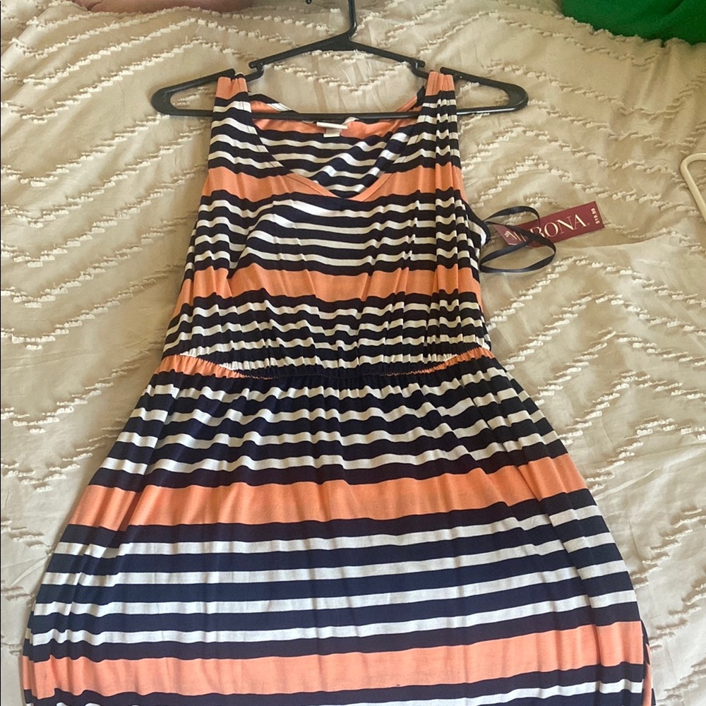 Striped Sleeveless Dress in Orange and Black